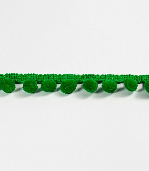 2cm Pom Pom Fringe 10 Mtr Green - Click Image to Close